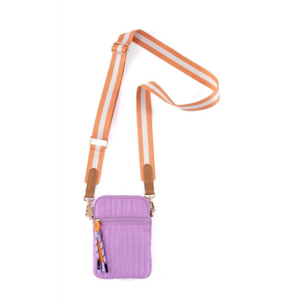 Shiraleah Ezra Quilted Nylon Phone Holder Lilac NWT